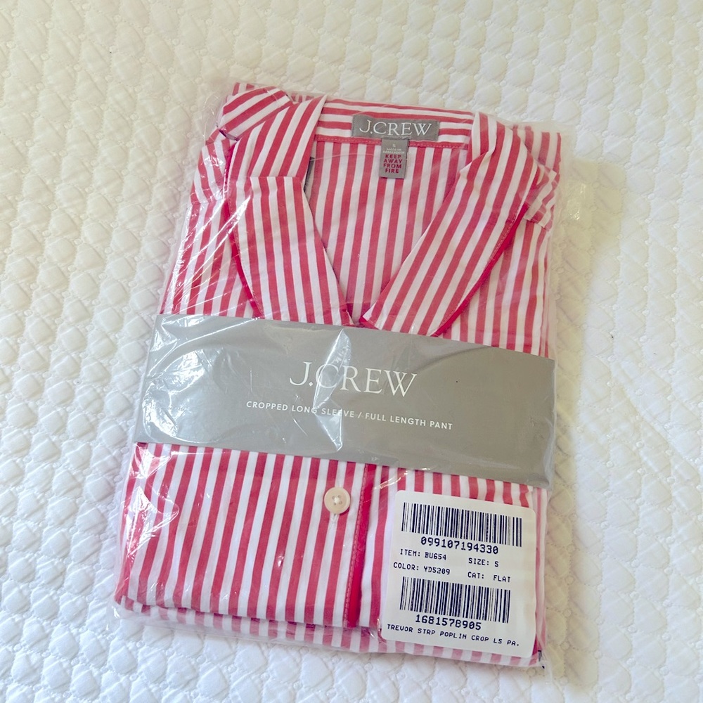 J. Crew Pajama set. Red Stripe cotton poplin.  Small NWT